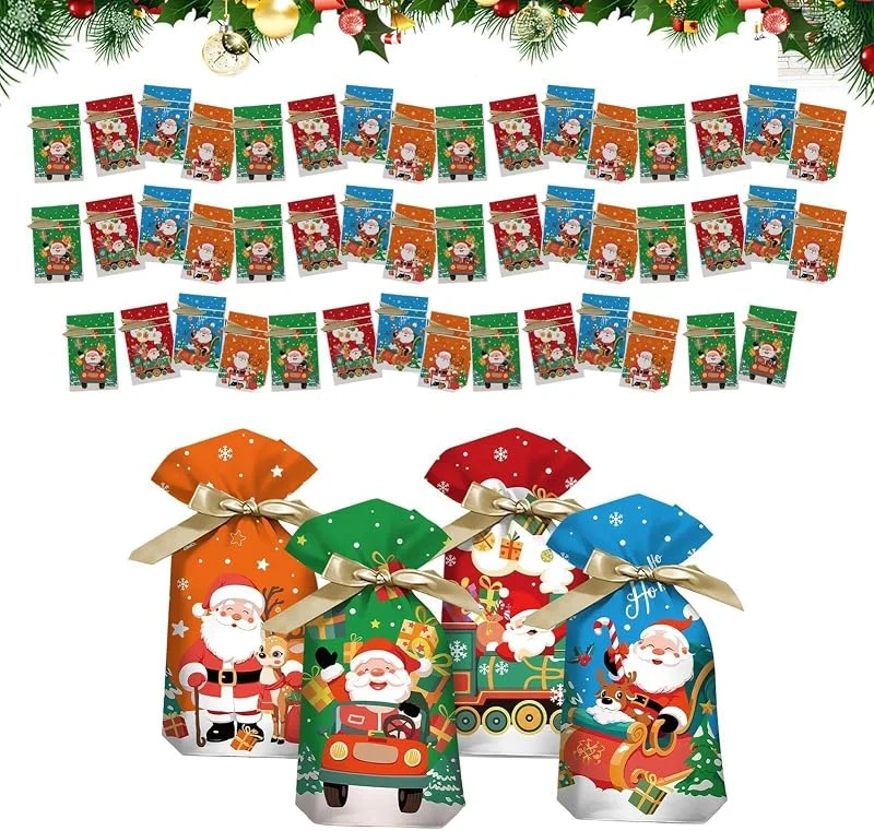 Marke: Ungtyb Weihnachts-Süßigkeitenbeutel mit Kordelzug, 50 Stück, festliche — Geschenkverpackung