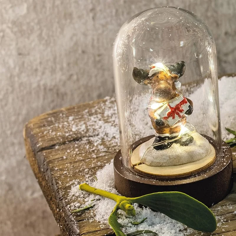 Besuche den hellum-Store hellum LED Glasglocke Rentier warmweiß, mit Batterie & Timer für innen — Weihnachtsbeleuchtung