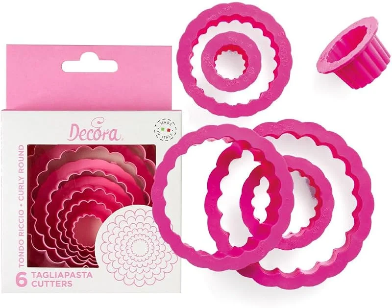 Marke: Decora DECORA 0255301 AUSSTECHER-Set RUND-GEWELLT, 6-TLG cm 1, 5, 2, 5, 3, 5, 6, 5, 8, Rosa — Weihnachtskueche
