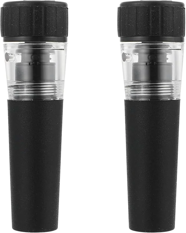 Besuche den Zerodeko-Store Zerodeko 2 Stück Schwarzer Weinstopper aus Kunststoff mit Luftdichtem Verschluss zur Weinflaschenkonservierung für Zuhause und Riegel Praktischer Vakuum Weinverschluss — Wein und Festtafel