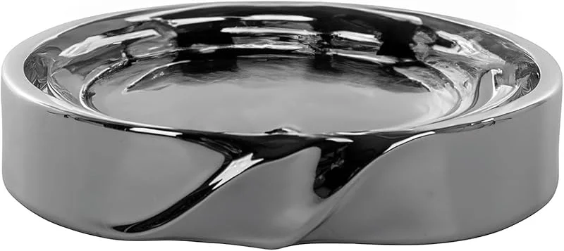 Besuche den Fink-Store Fink Stumpenkerzenhalter rund Ø 24 cm x 5 cm hoch - dekorativer Kerzenhalter aus Keramik mit silberner Glanzoberfläche - moderner Kerzenständer für große Kerzen & Stumpenkerzen — Kerzenlicht Abendessen