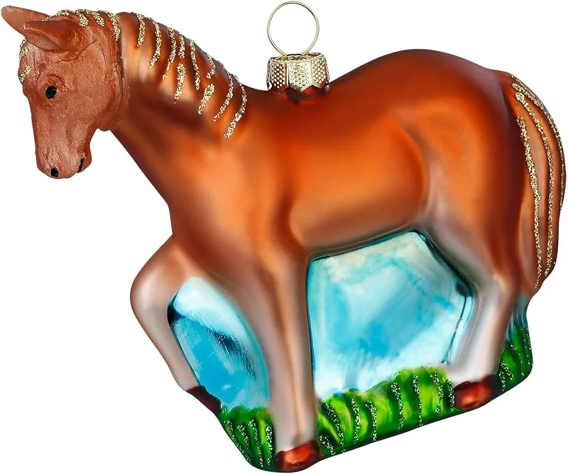 Besuche den Inge-glas-Store Christbaumschmuck Glas 10cm - Pferd Figur zum Aufhängen - handbemalt - Weihnachtsbaum Anhänger für Weihnachten - Christbaumanhänger & Weihnachtsbaumschmuck - Bauernhof Tiere Braun — Weihnachtsdeko