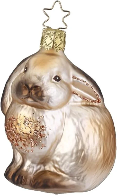 Besuche den Inge-glas-Store Christbaumschmuck Glas Hase 8, 5cm sitzend mundgeblasen handbemalt Weihnachtskugeln Wald Tiere braun — Weihnachtsdeko