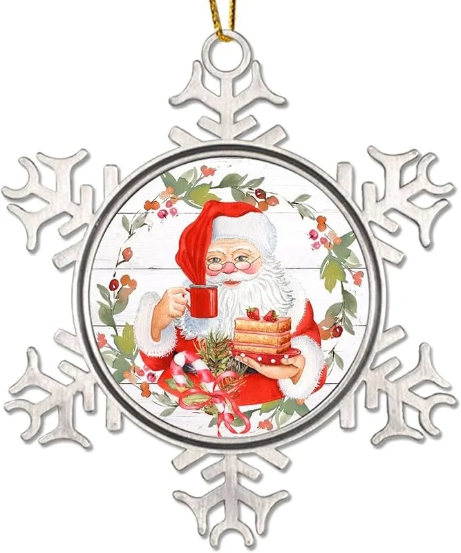 Marke: CowkissSign Weihnachtsmann Weihnachtsstrumpf Füllung Metall Schneeflocke Ornament Vater Weihnachtskranz Weihnachten Hängende Ornament Weihnachtsmann Weihnachtsdekoration Winter saisonal