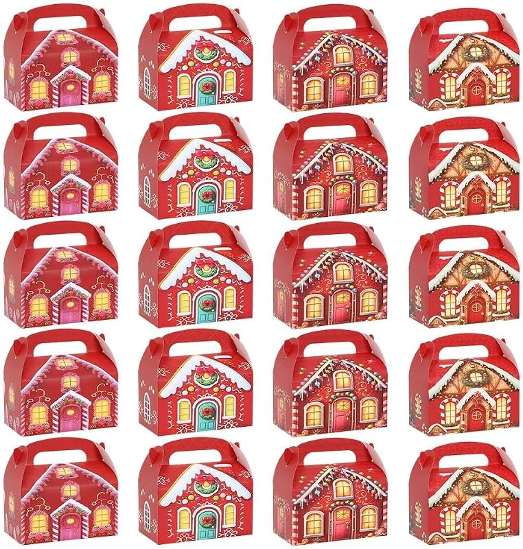 Marke: Brxmpn 20 Stück Weihnachtshaus-geschenkboxen Aus Kraftpapier, Verpackungsboxen, Kleine Boxen, Kekse, Leckereien, Snack-aufbewahrungsboxen, Weihnachtsparty-geschenkboxen — Geschenkverpackung