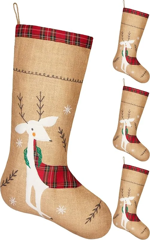 Besuche den BRUBAKER-Store BRUBAKER 52 cm Weihnachtsstrumpf zum Befüllen und Aufhängen - Rentier — Weihnachtsdeko