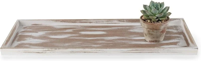 Besuche den Spetebo-Store Spetebo Vintage Holz Tablett shabby weiß - 50 x 17 cm - Deko Kerzentablett rechteckig - Tischdeko für Weihnachten Gestecke Hochzeit Kerzen — Advent und Tisch