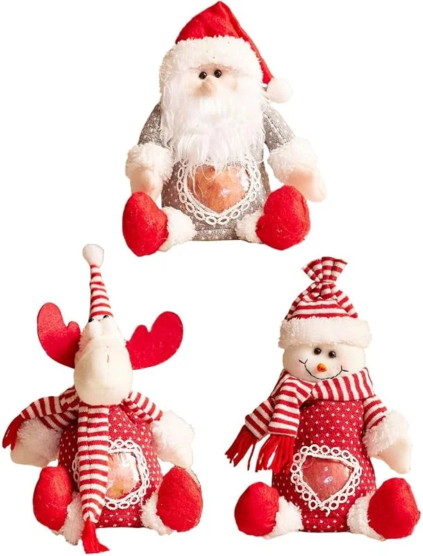 Marke: Jvjggag Weihnachtliche Geschenktüten, 3 Stück, wiederverwendbar, mit Reißverschluss — Geschenkverpackung