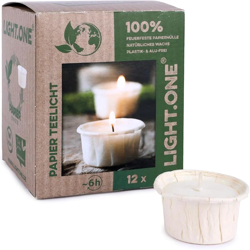 Marke: Wenzel Wenzel Teelichter 12er Set – 6h Brenndauer, CO2-neutral & vegan – Rapswachs Kerzen ohne Aluhülle – Nachhaltig, Made in Germany – plastikfrei & durchsichtig — Kerzenlicht Abendessen