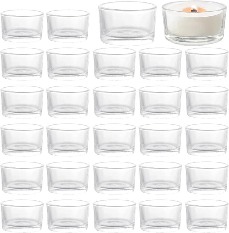 Besuche den ASelected-Store ASelected 24 Stück Teelichtgläser Set 52 x 32 MM Teelichthalter Glas Klein Klare Kerzengläser Gläser klein Mini Kerzenhalter für Hochzeit Dekorativ Kerzenglas — Kerzenlicht Abendessen