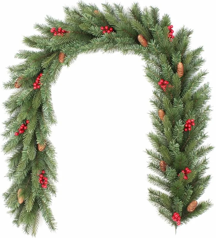 Besuche den Creativery-Store Tannengirlande 2m x ca. 30cm mit Beeren und Zapfen - für Indoor & Outdoor - künstliche Weihnachtsgirlande mit Mix aus Soft & Spritzguss & Hartnadeln - Kunstgirlande Dekogirlande Weihnachten - Grün — Weihnachtsdeko