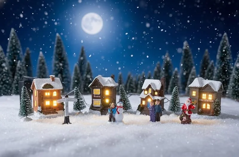 Besuche den Bambelaa!-Store Bambelaa! Weihnachtsstadt Winterdorf Weihnachtsdorf Weihnachtsszene Weihnachten LED Beleuchtet Warmweiß Innen (12 TLG.) — Weihnachtsdeko