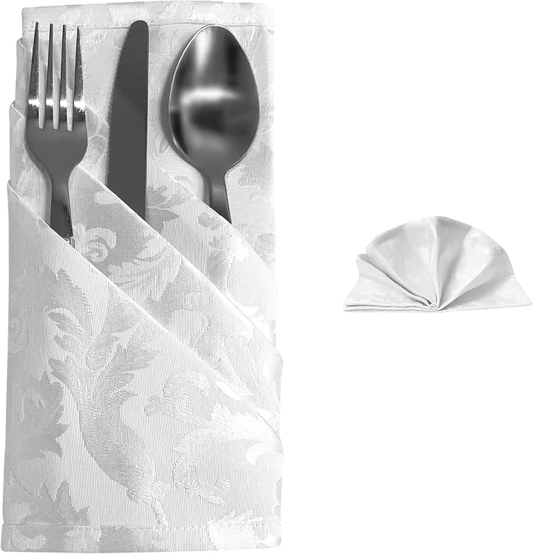 Marke: Giovanni Dolcinotti GDN, Servietten-Set 6-teilig Weihnachten weiß Jacquard 45 x 45 cm - 100% Made in Italy — Küche & Haushalt