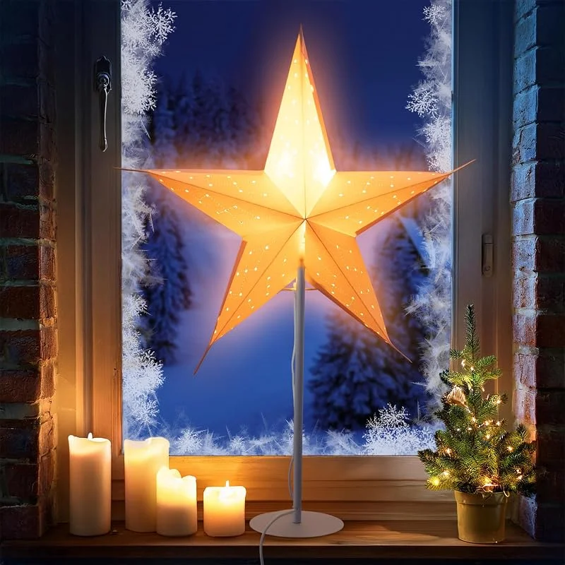 Besuche den Spetebo-Store Spetebo LED Weihnachtsstern Tischlampe - 68 x 44 cm - mit Netzteil - Tischleuchte Fenster Deko Stern — Weihnachtsdeko