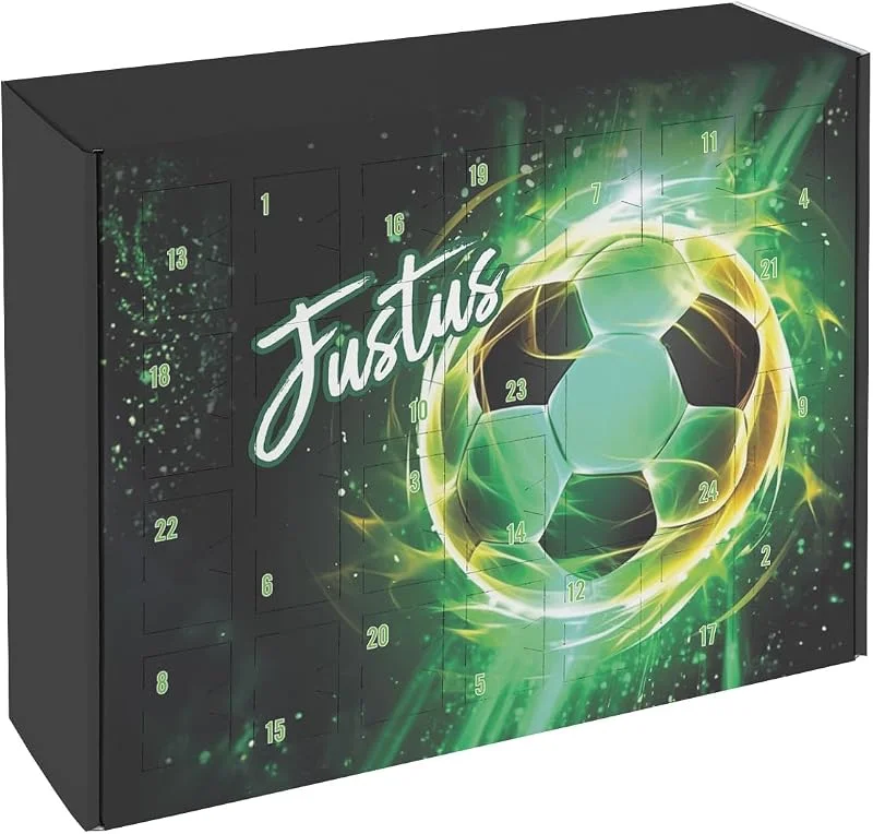 Besuche den Striefchen-Store Striefchen® DIY Adventskalender für Jungen mit coolem Fußball Motiv und Wunschname bedruckt — Advent und Tisch