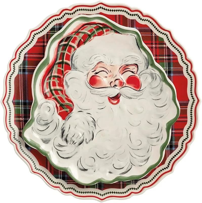 Marke: Mud Pie Mud Pie Tartan und Weihnachtsmann-Teller-Set — Advent und Tisch