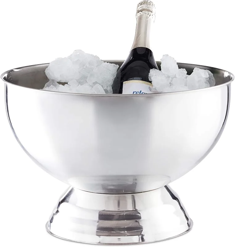 Besuche den Relaxdays-Store Relaxdays Sektkühler Schale, XXL Eiswürfelbehälter für Wein, silber — Küche & Haushalt