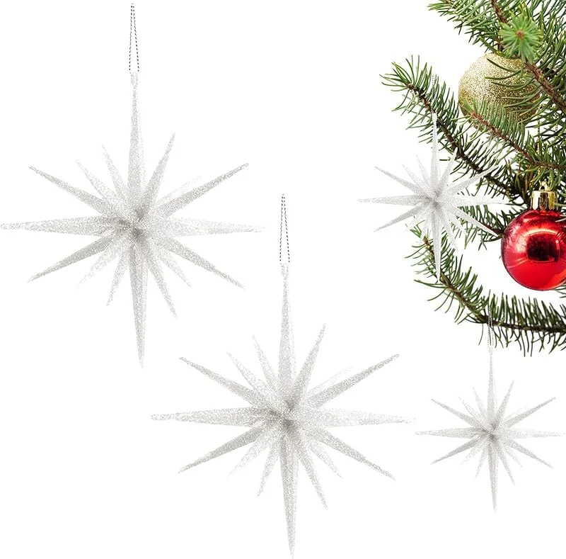 Marke: Generisch Weihnachtsstern Ornamente 2 Stück Gold Glitzer Explodierende Sterne — Weihnachtsdeko