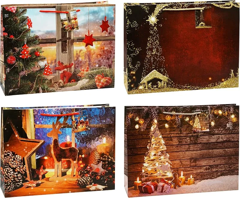 Besuche den K3T-Store K3T Geschenktüten WEIHNACHTEN SHOPPER MIX, 12er Packung, Größe: Shopper (HxBxT 29 x 38 x 10 cm), Art. Nr. 82935 — Geschenkverpackung