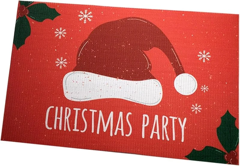 Besuche den Epinki-Store Epinki 2Pcs Set Tischset Vintage Quadratisch 30x45CM, 70% Vinyl 30% Polyester Platzset Natur Weihnachten Hut Muster Anti-Rutsch, Tischmatte Schreibtisch Rot für küche Speisetisch Hotel — Küche & Haushalt