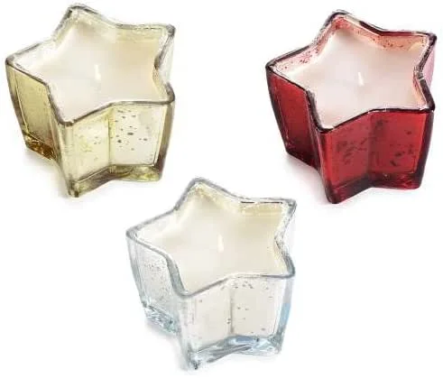 Marke: Gruppo Maruccia Gruppo Maruccia - Sternförmige Kerzen im Glas - Heimdekoration - Geschenkidee - Set mit 3 Kerzen — Kerzenlicht Abendessen