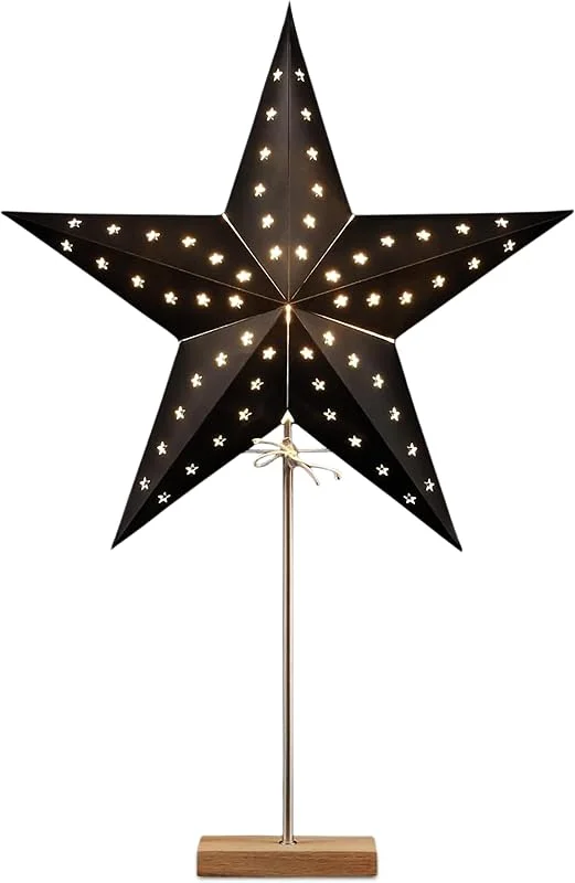 Besuche den Spetebo-Store Spetebo Papierstern Lampe schwarz für E14 Glühbirnen - 69 cm - Weihnachtstern Tischlampe auf Fuß - Weihnachts Deko Beleuchtung Advent Winter Stimmungsleuchte Tischleuchte — Weihnachtsdeko