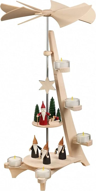 Besuche den Seiffener Volkskunst-Store Seiffener Volkskunst Pyramide L-Form, 2 Etagen, Bergwichtel Höhe 50 cm, original Erzgebirge — Weihnachtsdeko
