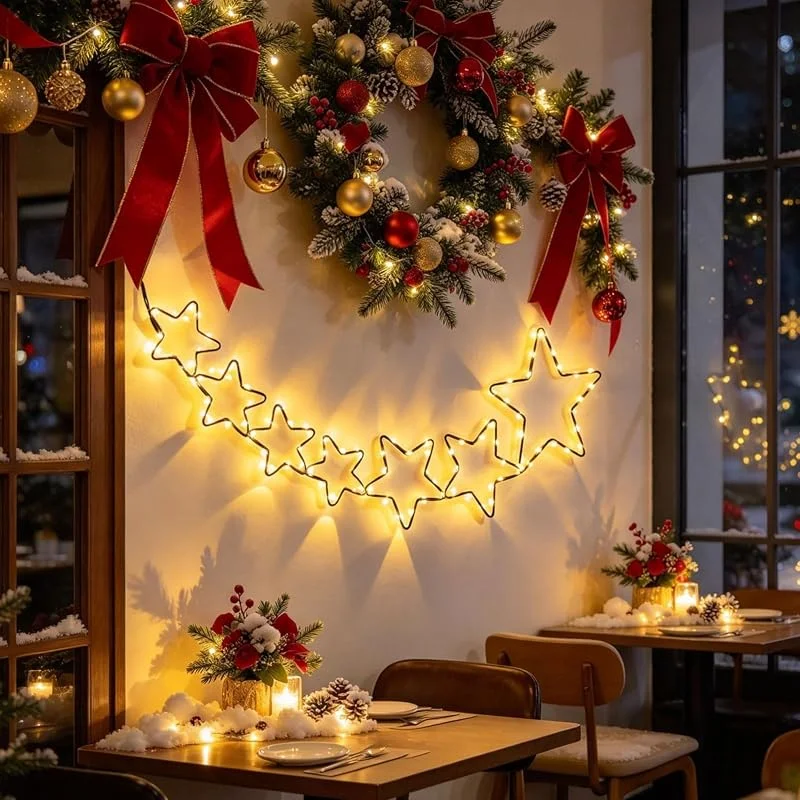 Marke: Honrue Weihnachtsbeleuchtung Innen, 41x18cm Metall Weihnachtsstern Beleuchtet, Weihnachtsbeleuchtung Fenster, Batteriebetrieben, Weihnachtsdeko Innen Weihnachtsstern für Wohnzimmer Schlafzimmer