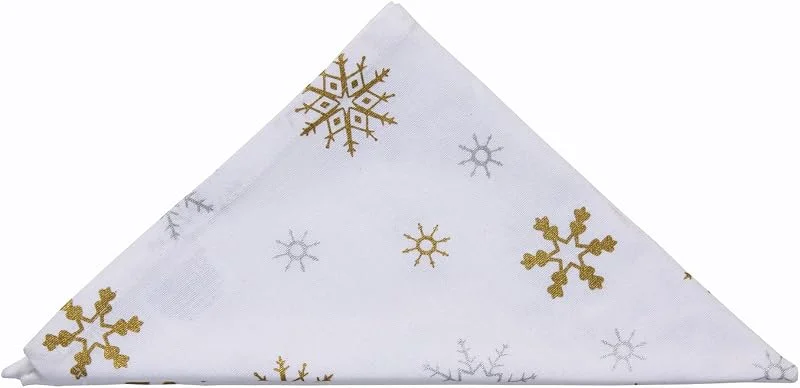 Besuche den Homescapes-Store Homescapes Weihnachtliches Servietten Set 4 teilig Schneeflocken 45 x 45 cm aus 100% reiner Baumwolle, Stoffservietten weiß gold — Küche & Haushalt