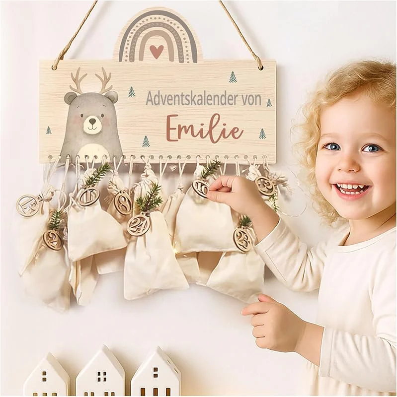 Besuche den Little Deco-Store Little-Deco Adventskalender mit Namen für Kinder zum Befüllen, DIY Weihnachtsdeko, 24 Geschenktüten & Holzzahlen, Personalisierter Adventskalender für Mädchen & Jungen XHL1184 — Advent und Tisch