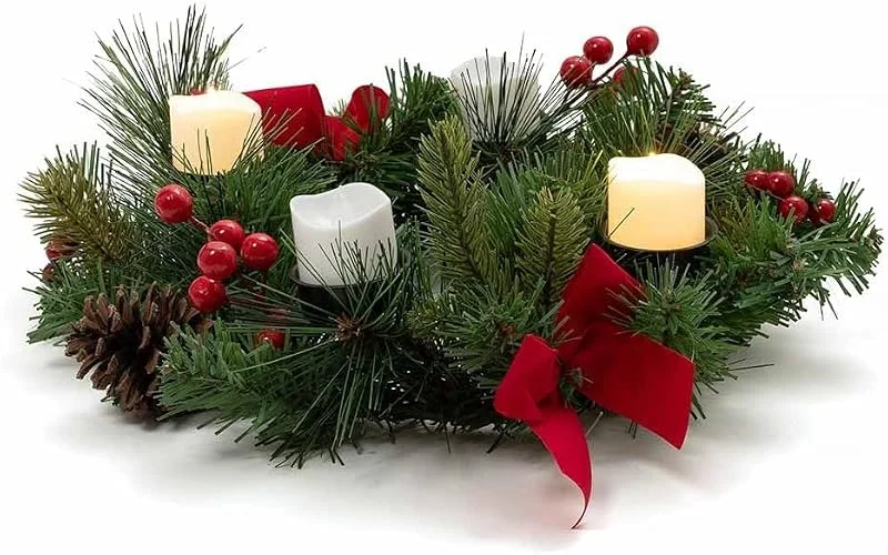 Besuche den EUROtops-Store EUROtops Weihnachtskranz, Adventskranz mit 4 LED-Kerzen - Ø 30 cm warmweiß — Advent und Tisch
