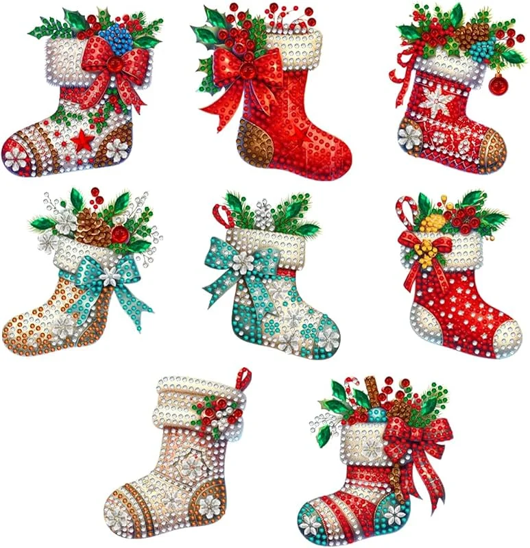 Marke: Generisch Generisch Diamond Painting Weihnachten Anhänger, 8 Stück 5D Weihnachtsstrümpfe Diamant Painting Weihnachtsbaum Fenster Hängend DIY Weihnachten Deko Diamanten Malerei Kits Erwachsene für Decor — Weihnachtsdeko