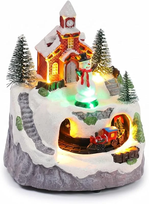 Marke: Bemonew Weihnachtsdorfhäuser beleuchtetes Weihnachtsdorf mit animiertem Zug — Weihnachtsdeko