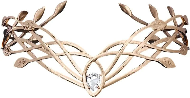 Marke: Keuyeo Göttin Cosplay Stirn Elfenkrone Tiara Damen Vintage Blatt Haarband Haarschmuck Krone Hochzeitskopfbedeckung — Haarpflege