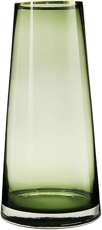 Marke: FUNSOBA Grüne Glas-Blumenvase mit goldenem Mund für Tafelaufsätze, Hochzeitsdekoration (1, groß) — Kerzenlicht Abendessen