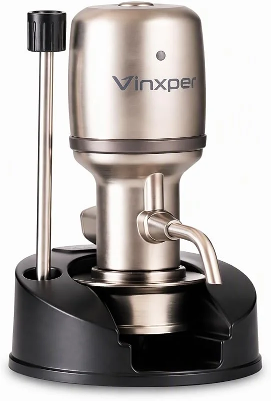 Marke: Vinxper Weinbelüfter Einstellbar 0-4 Stunden, Wiederaufladbarer Weinluftbelüfter, Elektrischer Weindekanter, Weinausgießer für Wein, Geschenk für Männer, Freund, Papa, Champagner Silber — Wein und Festtafel