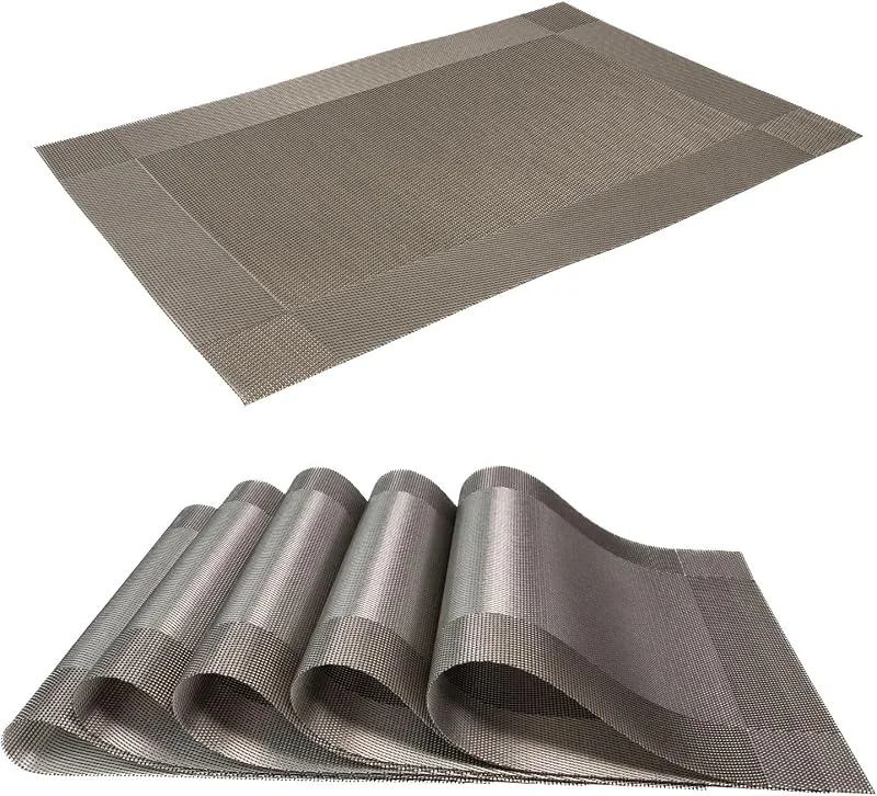 Besuche den INTIRILIFE-Store Intirilife 6X Platzset aus PVC in Grau - 45 x 30 cm - Tischset Tischmatte Untersetzer abwischbar hitzebeständig für Küche Esstisch — Küche & Haushalt