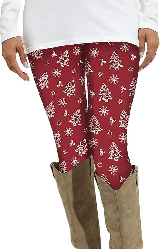 Marke: Générique Weihnachtsleggings für Damen, elastisch, Yogahose, hohe Taille, Bauchkontrolle, Trainingsstrumpfhose, Yoga, Sporthose, Fitness, Jogging, Gym Running — Weihnachtsmode