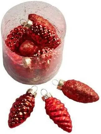 Marke: Klocke Weihnachtskugeln Hochwertige Glas Zapfen zum Hängen & Dekorieren - 6cm - 12er Set - Glaszapfen, Zapfenhänger – Christbaumschmuck, Tischdeko Weihnachten (Rot) — Advent und Tisch