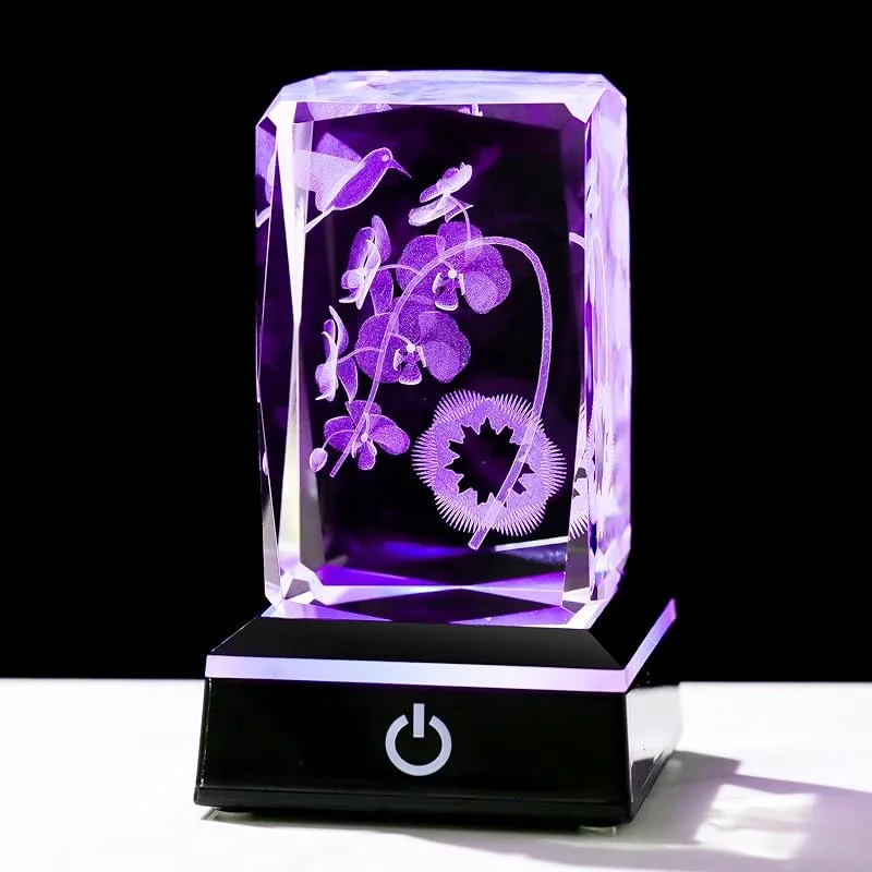 Marke: Movdyka Movdyka Kristall-3D-Orchideen mit Vögeln, besondere Blumen, Geschenke für Frauen, mit LED-Lichtern, Phalaenopsis-Gravur, Glasornament, für Zuhause, Geburtstagsgeschenke für sie — Kerzenlicht Abendessen