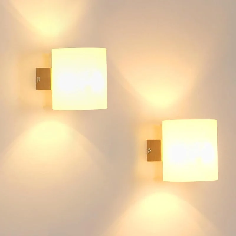 Besuche den Mckalen-Store Wandleuchte Innen Holz E27, 2 Stück Wandlampe Innen mit Glas Lampenschirm, Moderne Holz Wandbeleuchtung mit E27 Fassung für Schlafzimmer Küche Wohnzimmer Flur Treppenhaus (Ohne Glühbirne) — Kerzenlicht Abendessen
