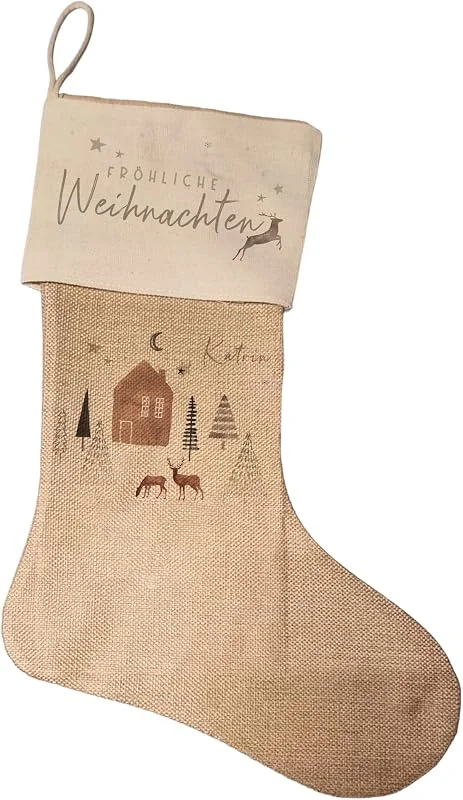 Besuche den Kilala-Store Kilala Nikolausstrumpf zum befüllen Weihnachsstrumpf mit Name personalisiert Kinder Erwachsene Aufhängen für Weihnachtsdeko (Winterlandschaft)