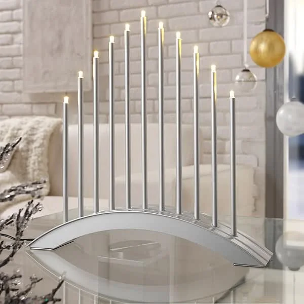 Besuche den MeLiTec-Store LED Lichtbogen Weihnachten SL19-1 – Elegante LED-Dekorationsleuchte mit 11 Leuchtstäben, energiesparend & warmes Licht, chrom-mattes Design — Weihnachtsdeko