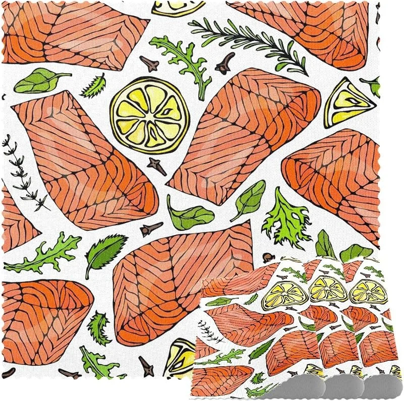 Marke: VAPOKF Lachs Zitrone Kräuter Platzsets Set von 1 für Esstisch Waschbar Rutschfest Platzset für Weihnachten Urlaub Geburtstag Party Tisch — Küche & Haushalt