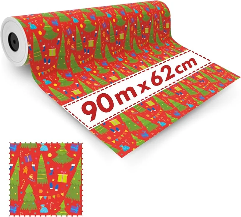 Besuche den Espirito Rebelde-Store 1 x Rolle Geschenkpapier für Weihnachten, Party, 62 cm x 90 m – Geschenkpapier für Weihnachten, Geburtstag, Hochzeit — Geschenkverpackung