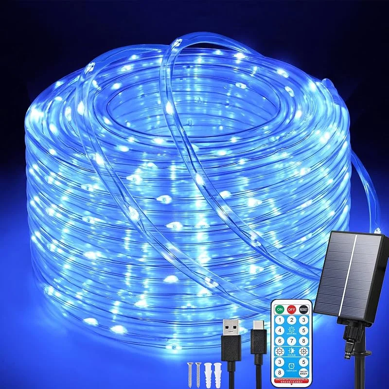 Marke: Aofonchy Solar Lichtschlauch Lichterkette Außen 20M 200LEDs Wetterfest Solar Lichterkette Seilleuchten mit 8 Modi & Fernbedienung, USB Schlauch Lichterketten für Garten Terasse Hochzeit Weihnachten — Weihnachtsbeleuchtung