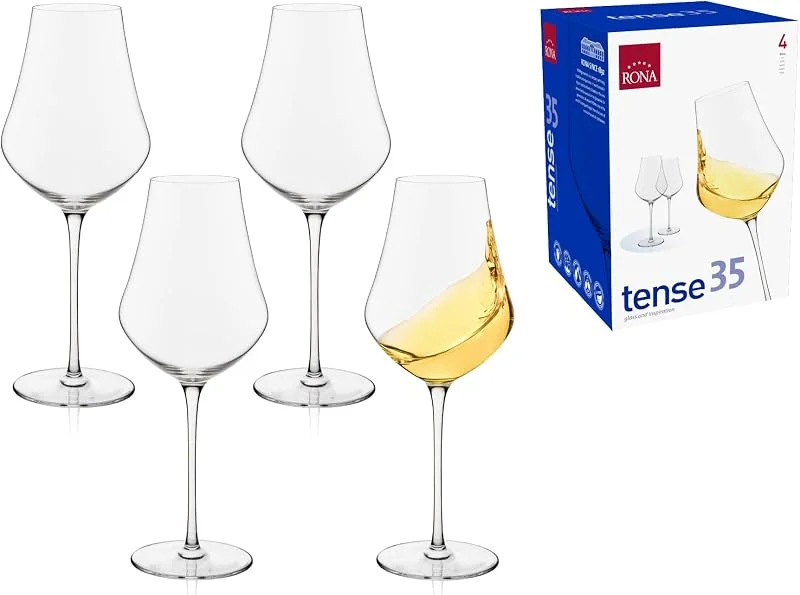 Besuche den RONA-Store RONA TENSE Weingläser 4er Set, moderne, runde Form mit langem Stiel, 350 ml — Wein und Festtafel