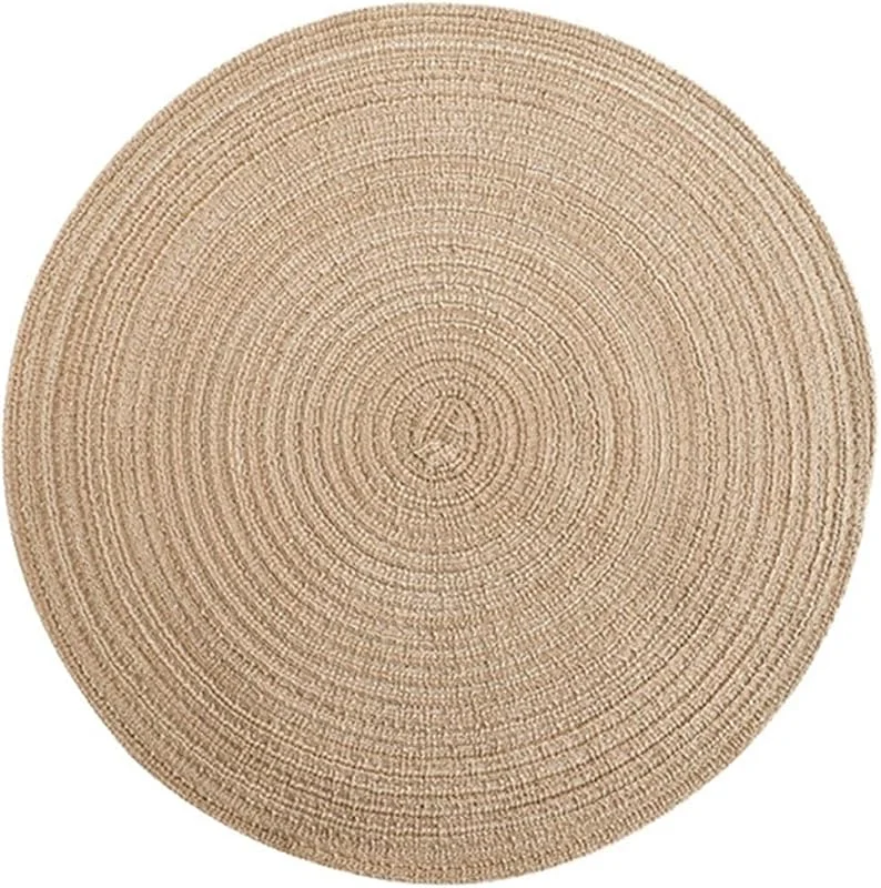 Besuche den Epinki-Store Epinki Tischsets Abwaschbar Mit Motiv Rund, 2Pcs Set 36CM Platzset Weihnachten Waschbar Kreis Gewebt Muster Hitzebeständige aus Polyester, Tischmatte Schreibtisch Beige Gelb für Hotel — Küche & Haushalt