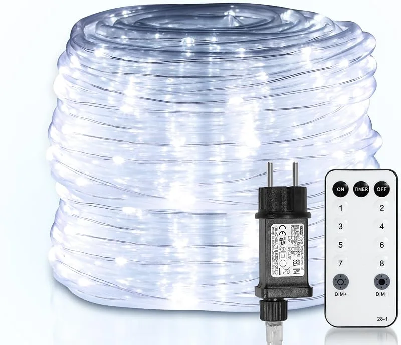 Besuche den Yakimz-Store LED Lichtschlauch, Kaltweiß Lichterschlauch mit 300LEDs, 30m Wasserdicht Lichterkette Dimmbar, mit Fernbedienung und Timer LED Schlauch für Innen Außen Balkon Hochzeit Weihnachtsbaum — Weihnachtsbeleuchtung