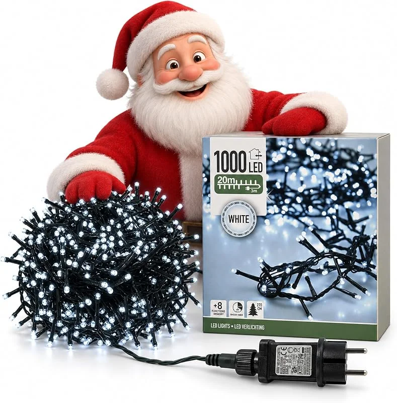 Marke: INtrenDU Lichterkette außen kaltweiß 1000 LED 20 m mit Timer für Weihnachtsbaum — Weihnachtsbeleuchtung